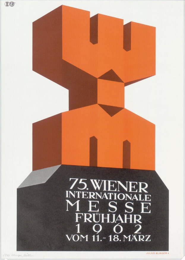 Plakat für die 75. Internationale Messe Frühjahr in München, Deutschland, mit einer farbenfrohen zentralen Skulptur und weißem Hintergrund mit Veranstaltungseinzelheiten.