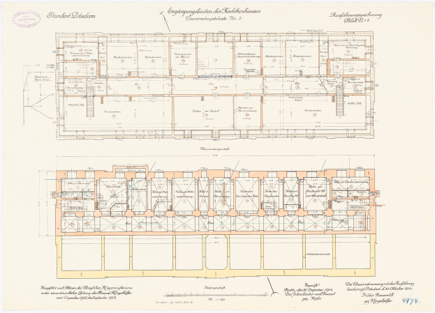 Schwarz-weißer architektonischer Grundriss eines mehrräumigen Gebäudes, wahrscheinlich der ursprüngliche Stadtplatz in Dresden, Deutschland, mit detaillierten Text- und Layout-Anmerkungen.