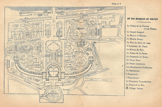 Detailiertes altes Stadtplan mit beschrifteten Straßen, Gebäuden und Sehenswürdigkeiten auf vergilbtem Papier.