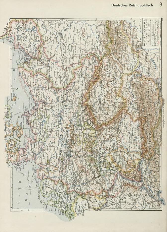 Alte Karte aus dem 19. Jahrhundert von Deutschland, die politische Teilungen zeigt, auf Papier gedruckt mit Text oben und unten.