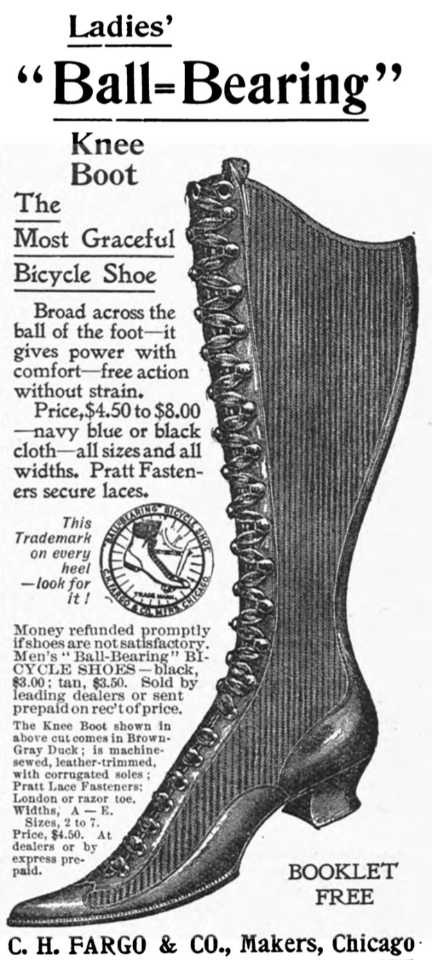 Anzeige für ein Paar Damen-Ballgelenkstiefel mit dem Stiefel in der Mitte und Text drumherum.