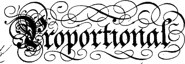 Eine schwarz-weiße kalligraphische Darstellung des Wortes "Konzern" umgeben von komplexen Wirbeln und Verzierungen.