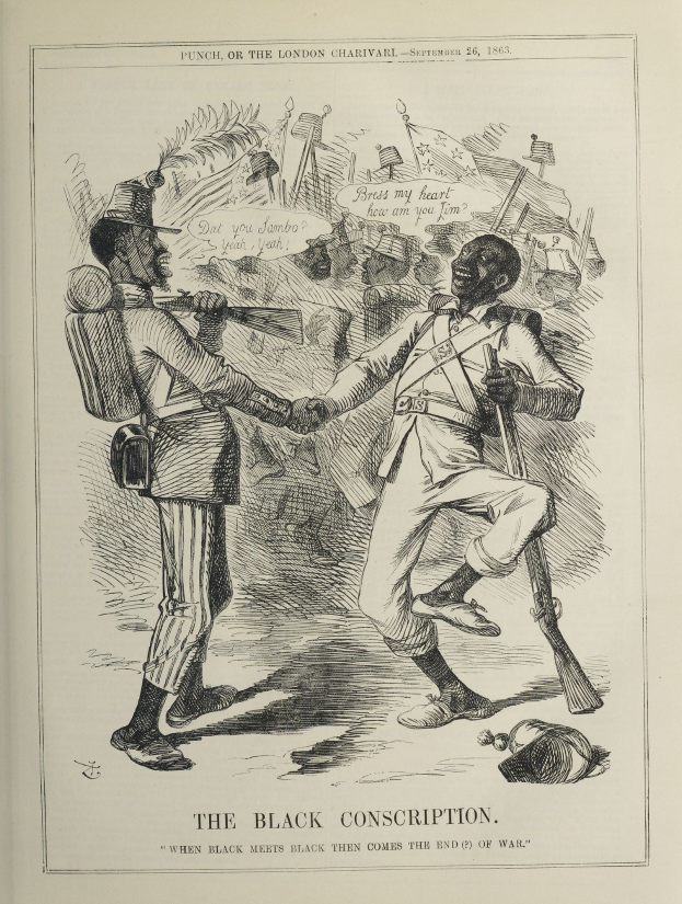 Buchumschlag mit dem Titel "Die schwarze Einberufung" mit einer Illustration von zwei Männern, die sich die Hand schütteln, wobei einer eine Waffe hält.