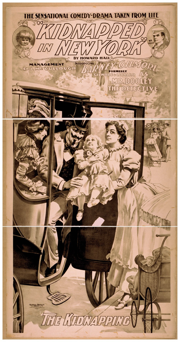 Ein Plakat für den Film 'Entführt in New York', das eine Gruppe besorgter Menschen in einem Fahrzeug zeigt, mit dem Titel über dem Bild und ged├Ąmpften Farben, die eine traurige Atmosph├Ąre schaffen.